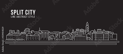 Cityscape Building Line art Vector Illustration design - Split city