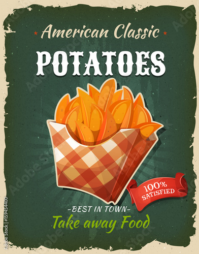 Retro Fast Food Fried Potatoes Poster