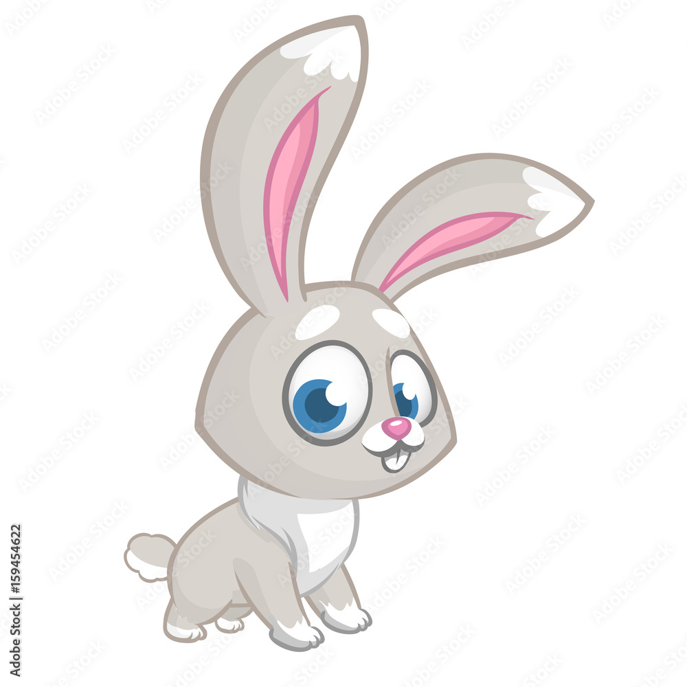 Happy blue rabbit cartoon isolated on white background. Vector illustration  of a cute bunny. Great for t-shirt mock up or decoration Stock Vector |  Adobe Stock