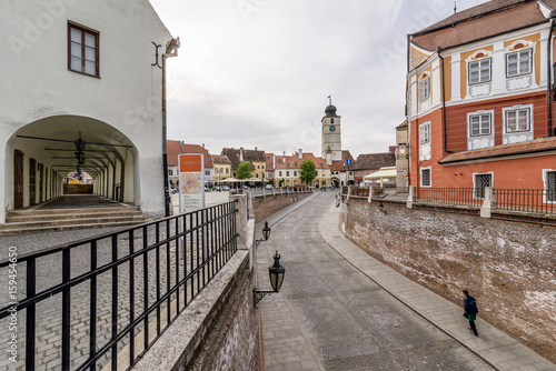Piata Mica, small square, from Liars' Bridge Sibiu, Romania, in a moment of tranqulity