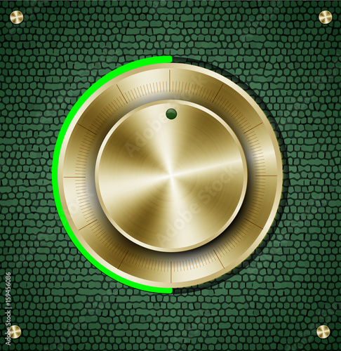 volume button vintage style on green metal background vector