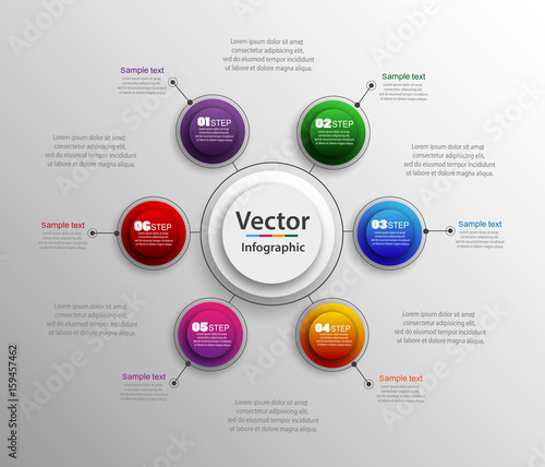 Infographic design template that can be used for workflow layout, diagram, number options, web design. Infographic business concept with 6 options, parts, steps or processes. Vector eps 10