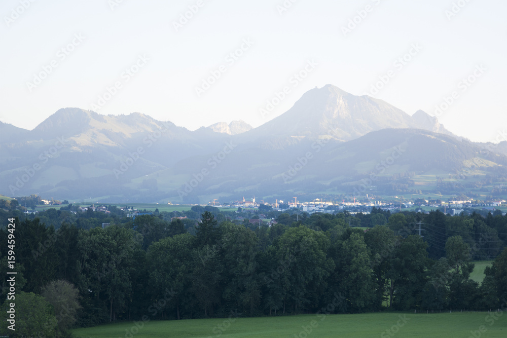 A View of La Gruyère in Switzerland on a Summer Evening
