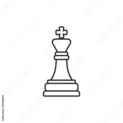 Chess king outline icon. Vector isolated line symbol