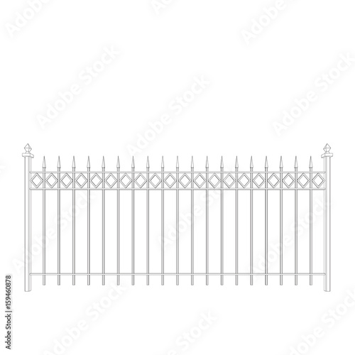 Metal fence. Isolated on white background.Vector outline illustration.