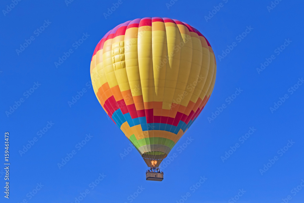 Naklejka premium Balloon flight over California grape vineyard and winery during Hot Air Balloon Festival