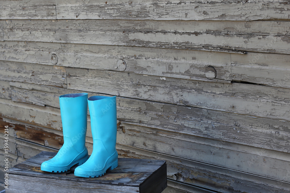 teal rubber boots