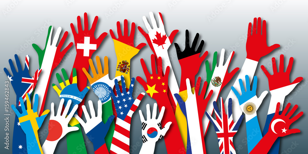 drapeaux - pays - main - solidarité - union - paix - humanité - nation drapeaux - pays - main - solidarité - union - paix - humanité - nation