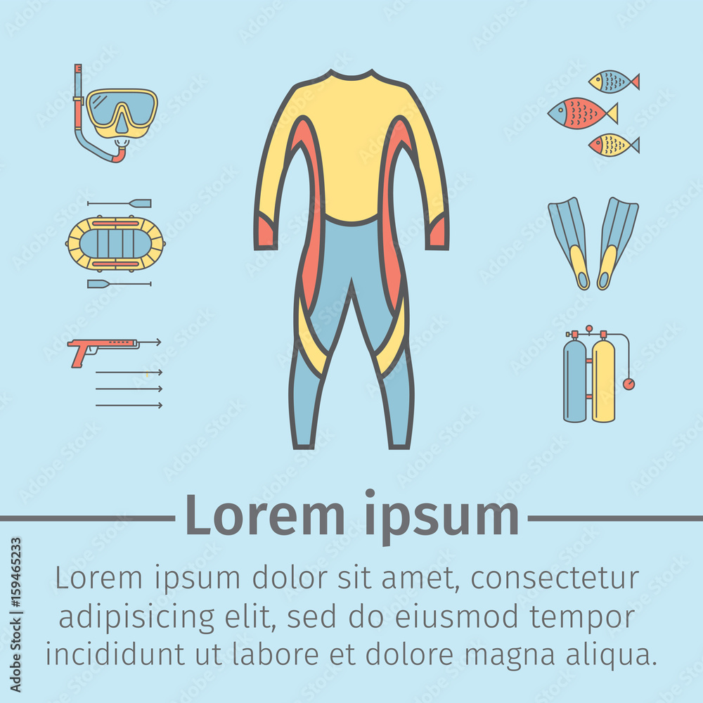 Spear fishing line icon set isolated on blue background. Diving icons. Vector. Spear fishing line icon set isolated on blue background. Diving icons. Vector.