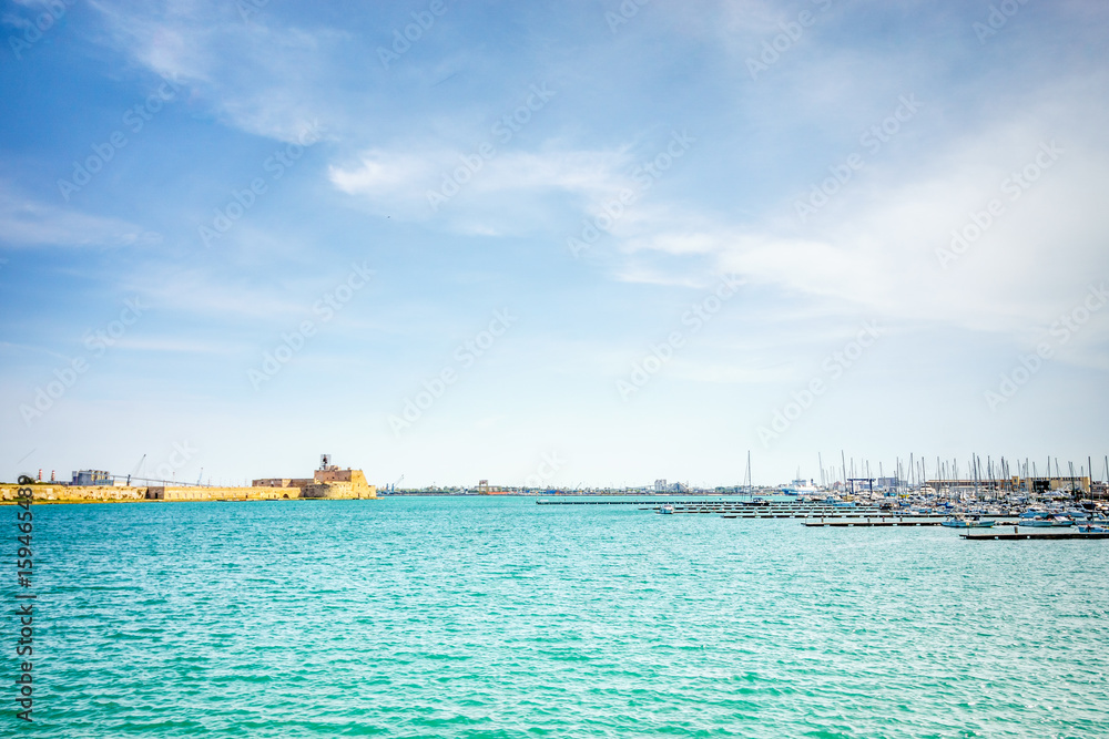 Port and medieval fortress in Brindisi, Italy