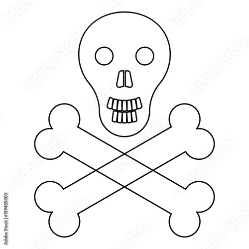 Skull and bones   the black color icon .