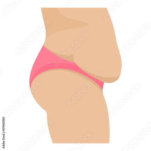 Vector female fat flabby saggy fatty belly
