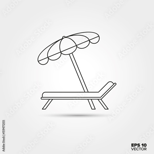 sunbed and parasol Line Icon