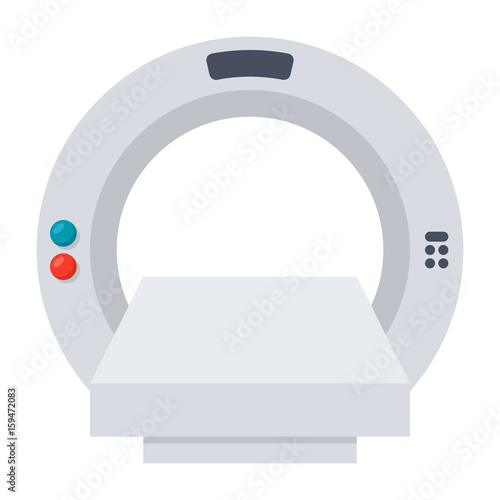 Computed tomography concept with magnetic resonance imaging scanner, vector illustration in flat style