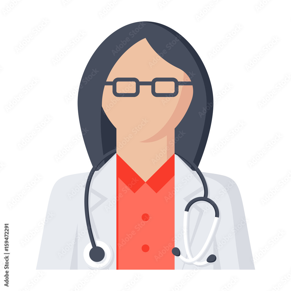 Doctor woman vector icon in flat style