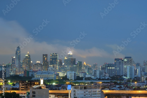 City   City and sky at twilight.
