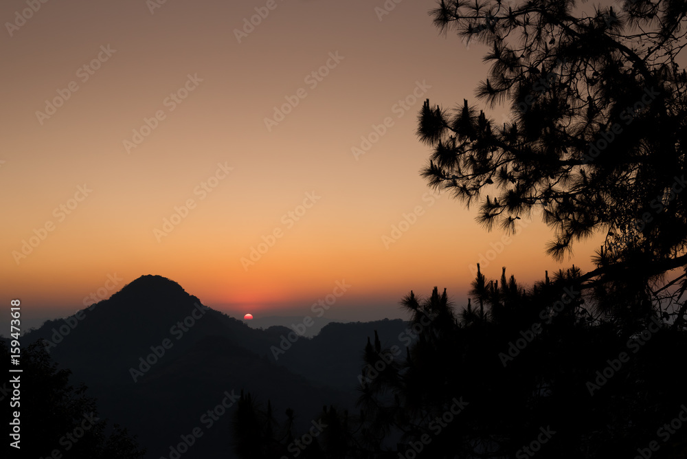 Fototapeta premium Sunset view from mountaintop