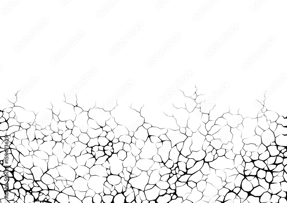 Naklejka premium Earth cracks or neural networks on white background. Texture design in grunge and polygon style. 