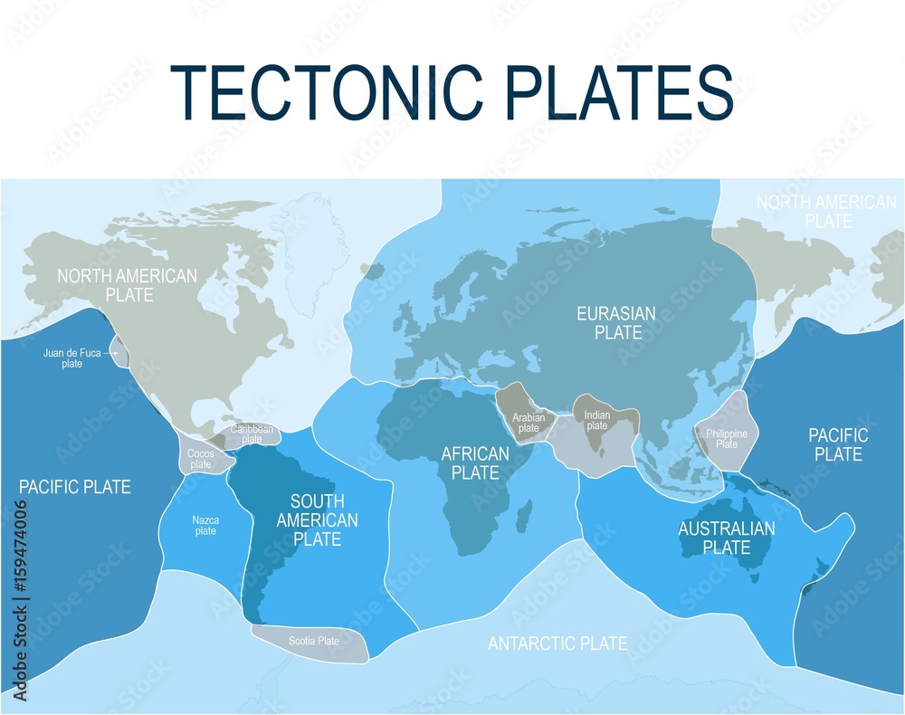 Plate tectonics. Major (main) and minor plates. Stock Vector Adobe Stock