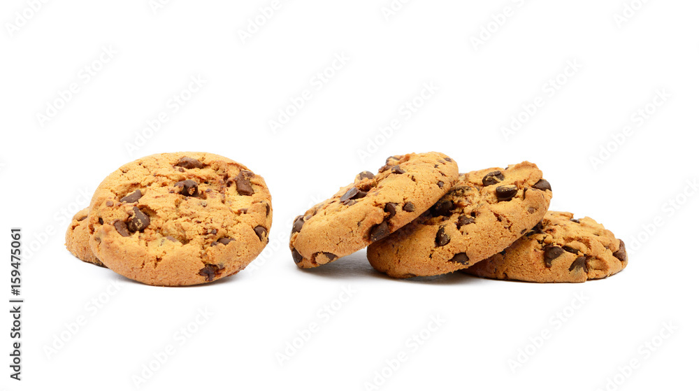 Tasty biscuits with chocolate isolated on a white background Tasty biscuits with chocolate isolated on a white background