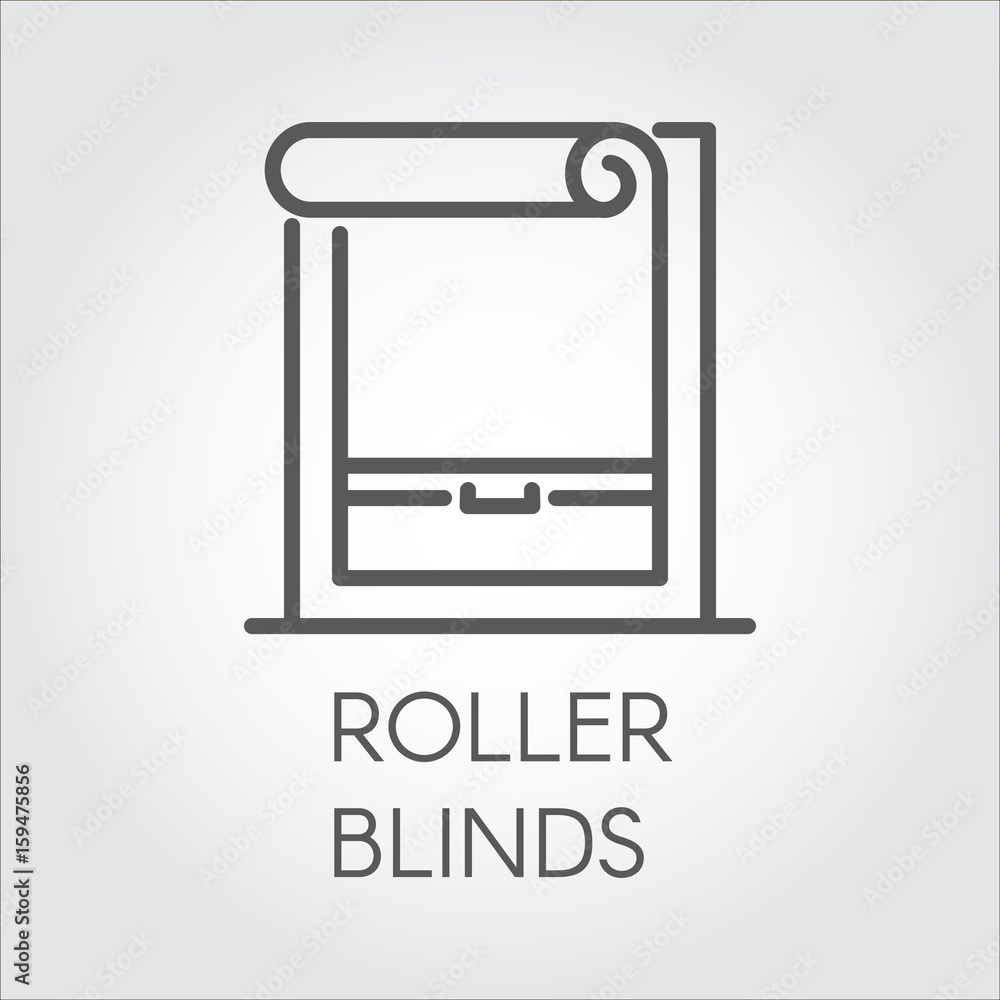 Window roller blinds icon in outline style. Pictograph for home and office  interior design concept, shop catalog, online shops and other projects.  Vector graphic label Stock Vector | Adobe Stock