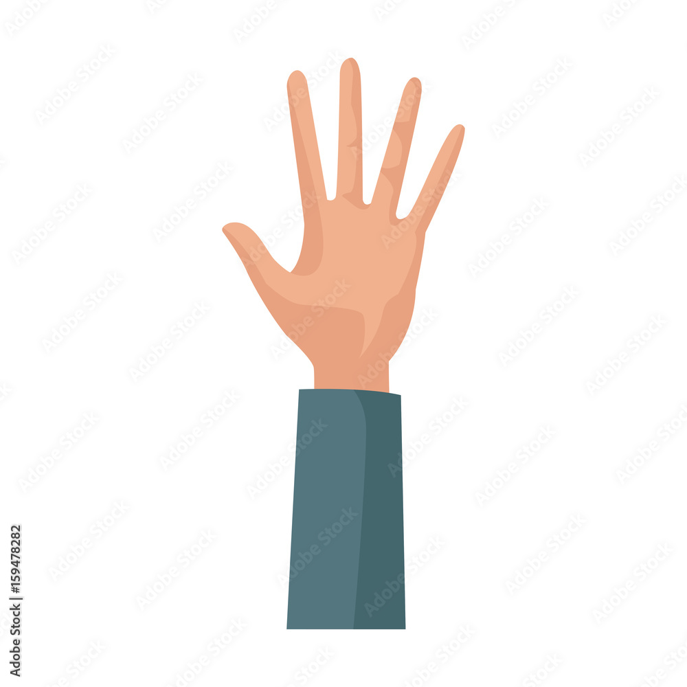 cartoon one hand palm shows five fingers vector illustration