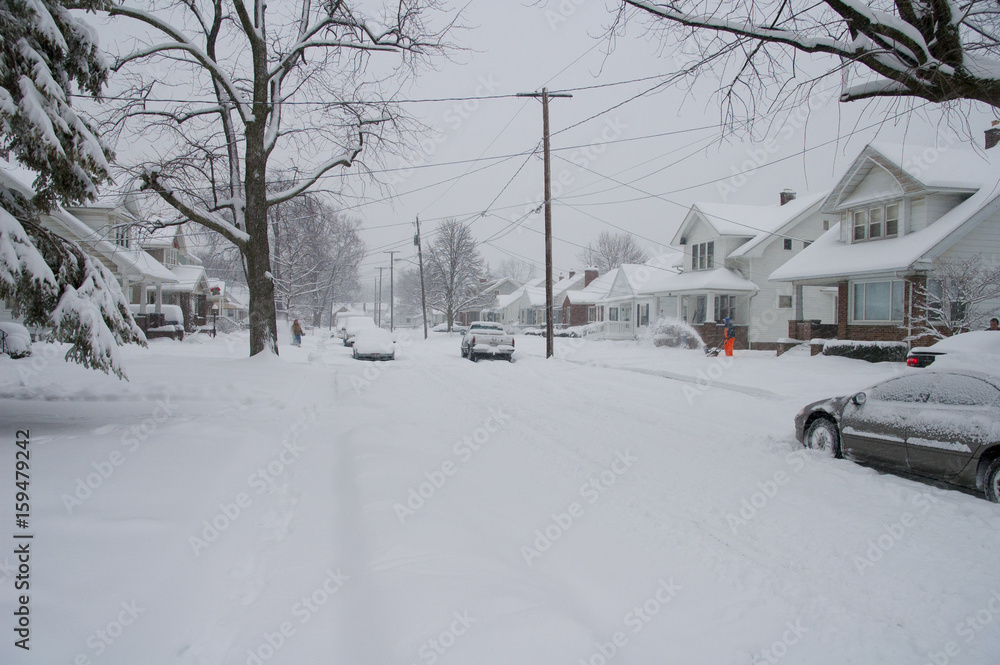 winter snow storm with lots of snow in the streets winter snow storm with lots of snow in the streets