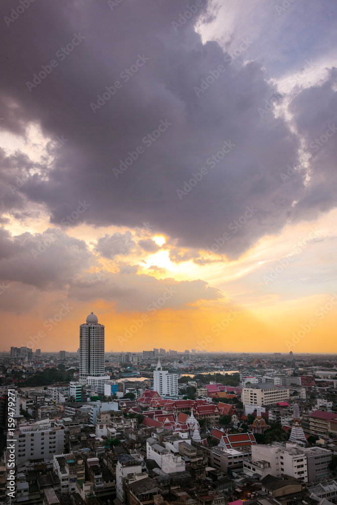 cityscape Bangkok skyline, Thailand. Bangkok is metropolis and favorite of tourists.