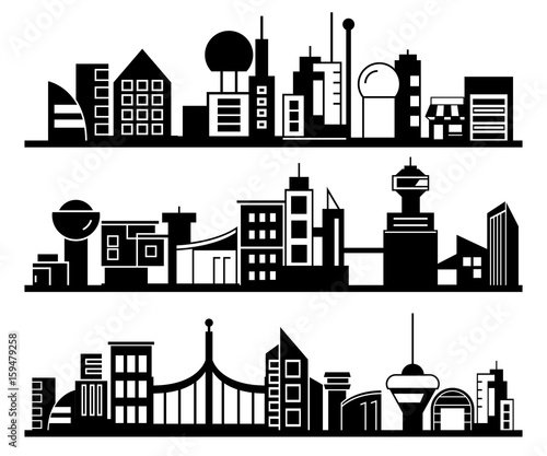 city skyline, city scape set, vector illustration