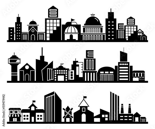 city skyline, city scape set, vector illustration