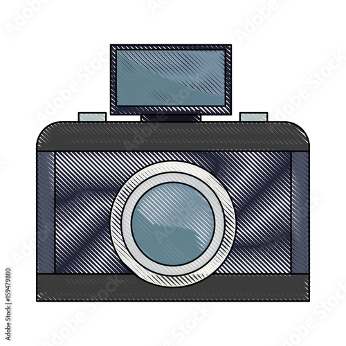 analog camera with flash light photo equipment vector illustration
