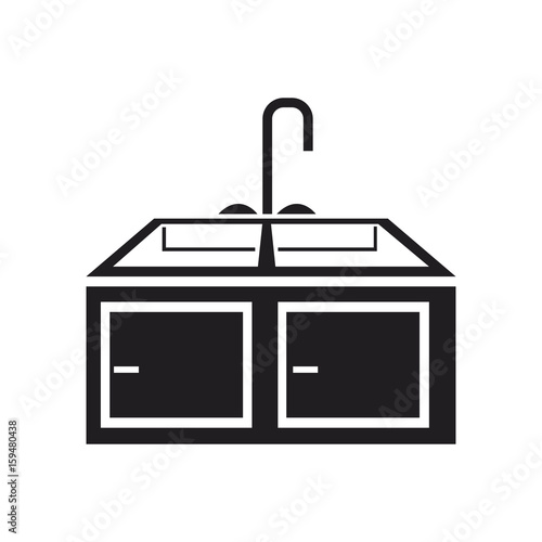 kitchen sink with drying rack furniture vector illustration