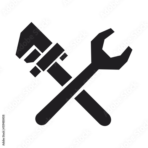 plumbing spanner and adjustable wrench repair tool crossed vector illustration