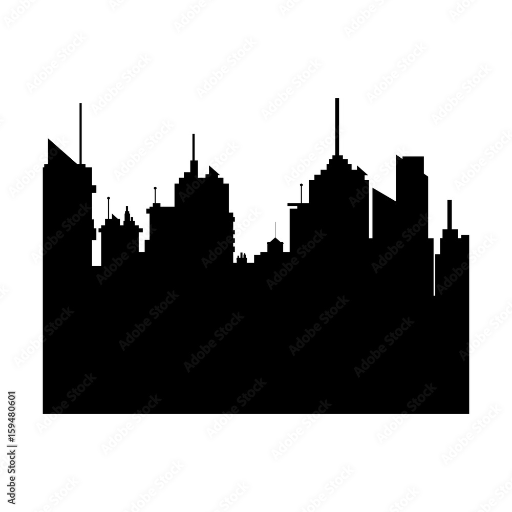 silhouette city buildings skyline downtown vector illustration