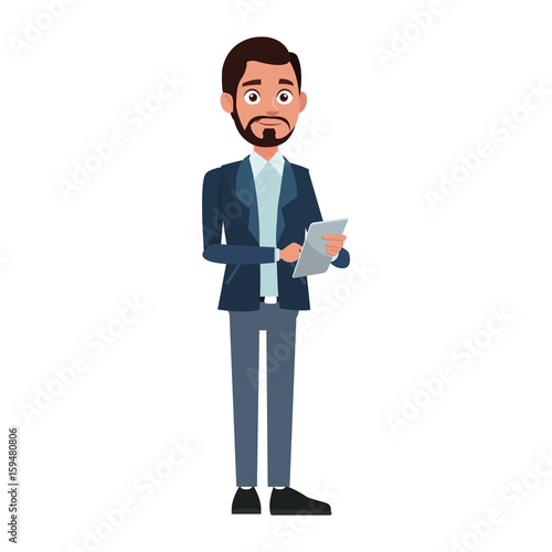 young and successful business man cartoon employee work
