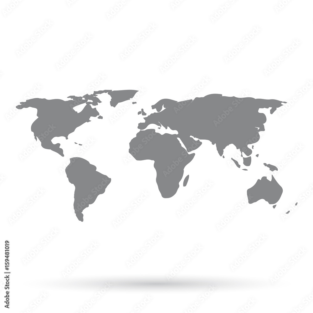 World map grey on a white background World map grey on a white background