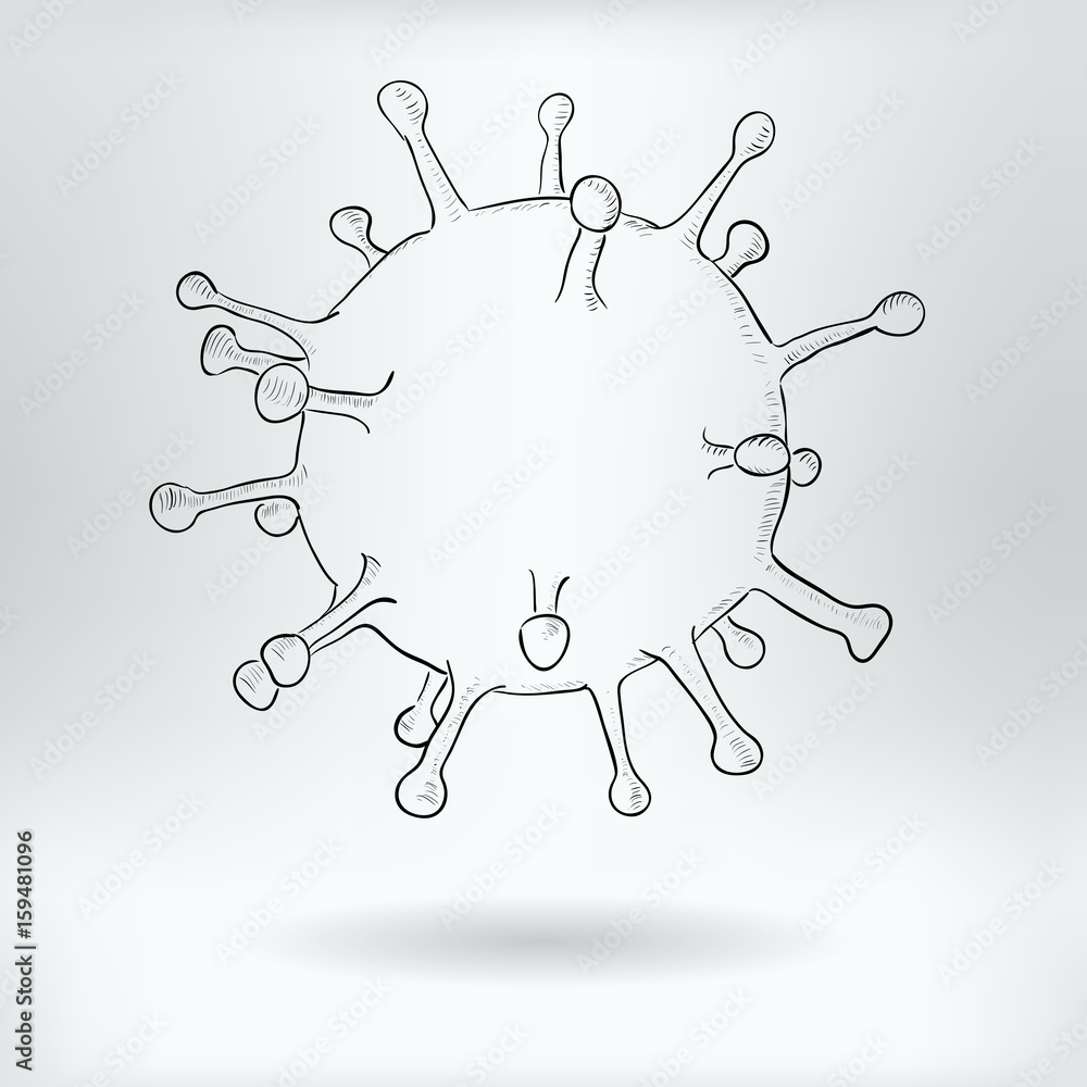 Cartoon Symbol of Virus - Science Virology Concept - Drawing Sketch Vector  Illustration Stock Vector | Adobe Stock