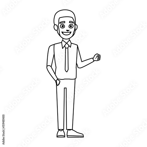 young businessman standing with folded arms suit, tie and shirt vector illustration