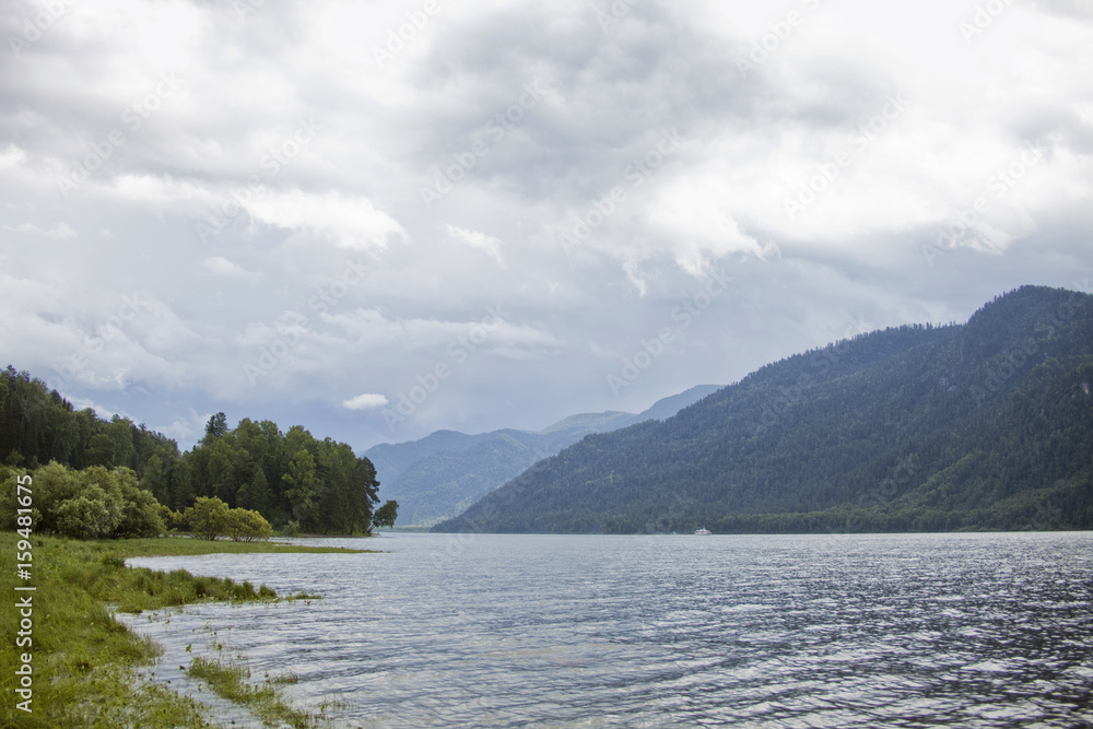 Teletskoye lake. Altai mountains landscape.