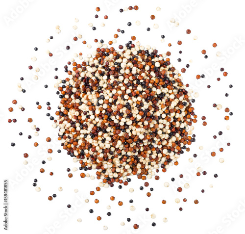 raw quinoa on white, top view