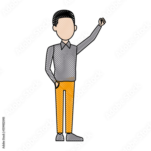 young businessman standing with folded arms suit, tie and shirt vector illustration