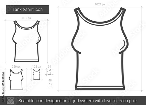 Tank t-shirt vector line icon isolated on white background. Tank t-shirt line icon for infographic, website or app. Scalable icon designed on a grid system.