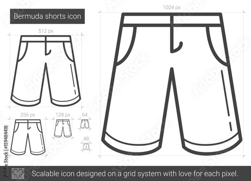 Bermuda shorts vector line icon isolated on white background. Bermuda shorts line icon for infographic, website or app. Scalable icon designed on a grid system.
