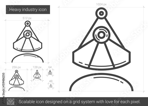 Heavy industry vector line icon isolated on white background. Heavy industry line icon for infographic, website or app. Scalable icon designed on a grid system.