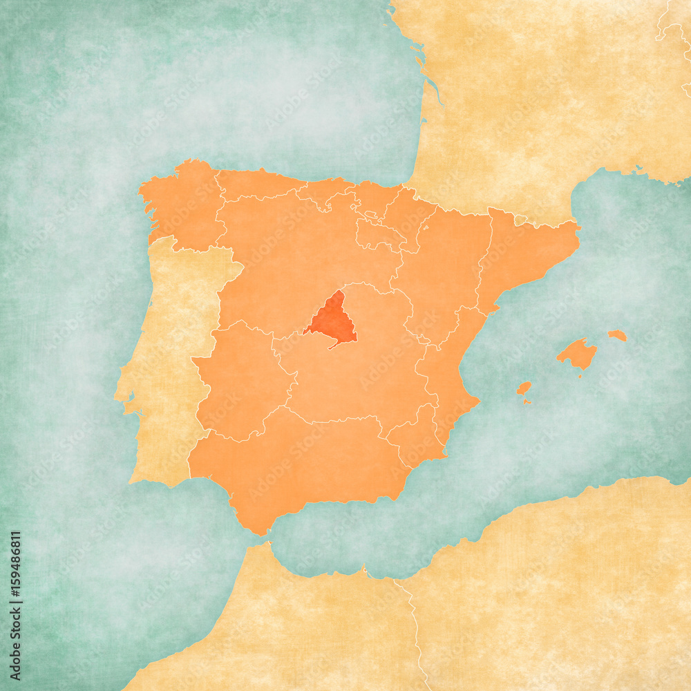 Map of Iberian Peninsula - Madrid