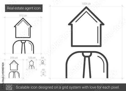 Real estate agent vector line icon isolated on white background. Real estate agent line icon for infographic, website or app. Scalable icon designed on a grid system.