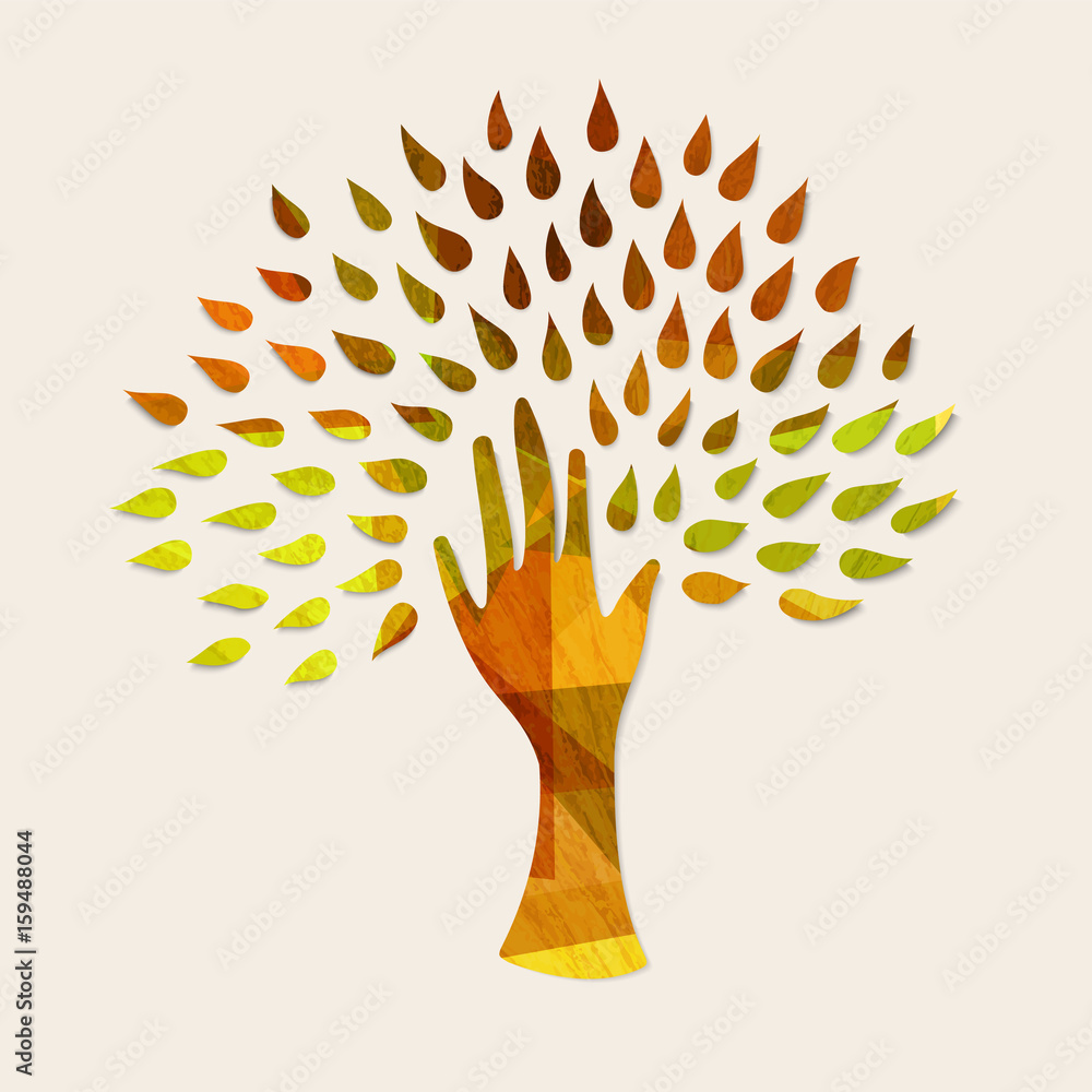 Hand tree concept illustration for nature help