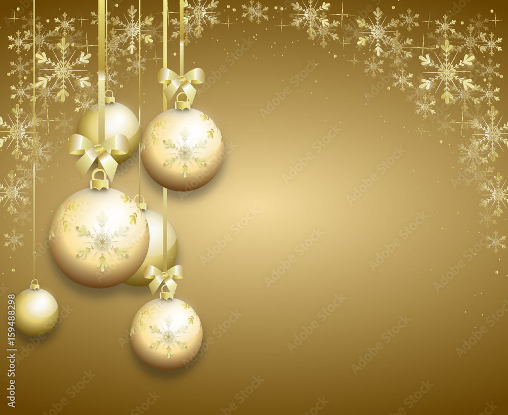 golden christmas background decorated with christmas bulbs golden christmas background decorated with christmas bulbs