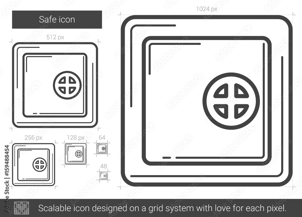 Safe vector line icon isolated on white background. Safe line icon for infographic, website or app. Scalable icon designed on a grid system. Safe vector line icon isolated on white background. Safe line icon for infographic, website or app. Scalable icon designed on a grid system.