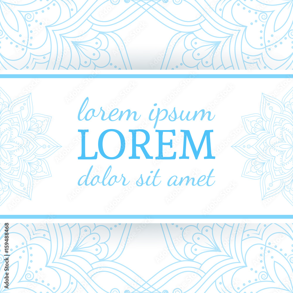 Blue mandala. Vector template for decoration, greeting card, menu, flyer, brochure, book cover. Ethnic decorative round element. Islam, Arabic, Indian ottoman motifs, Oriental line ornament Blue mandala. Vector template for decoration, greeting card, menu, flyer, brochure, book cover. Ethnic decorative round element. Islam, Arabic, Indian ottoman motifs, Oriental line ornament